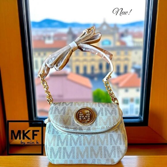 Mkf Collection Handbags - MILAN MKF Cream, Tan, And Black Vegan Crossbody Bag NEW! By Mia K WEDDING READY!